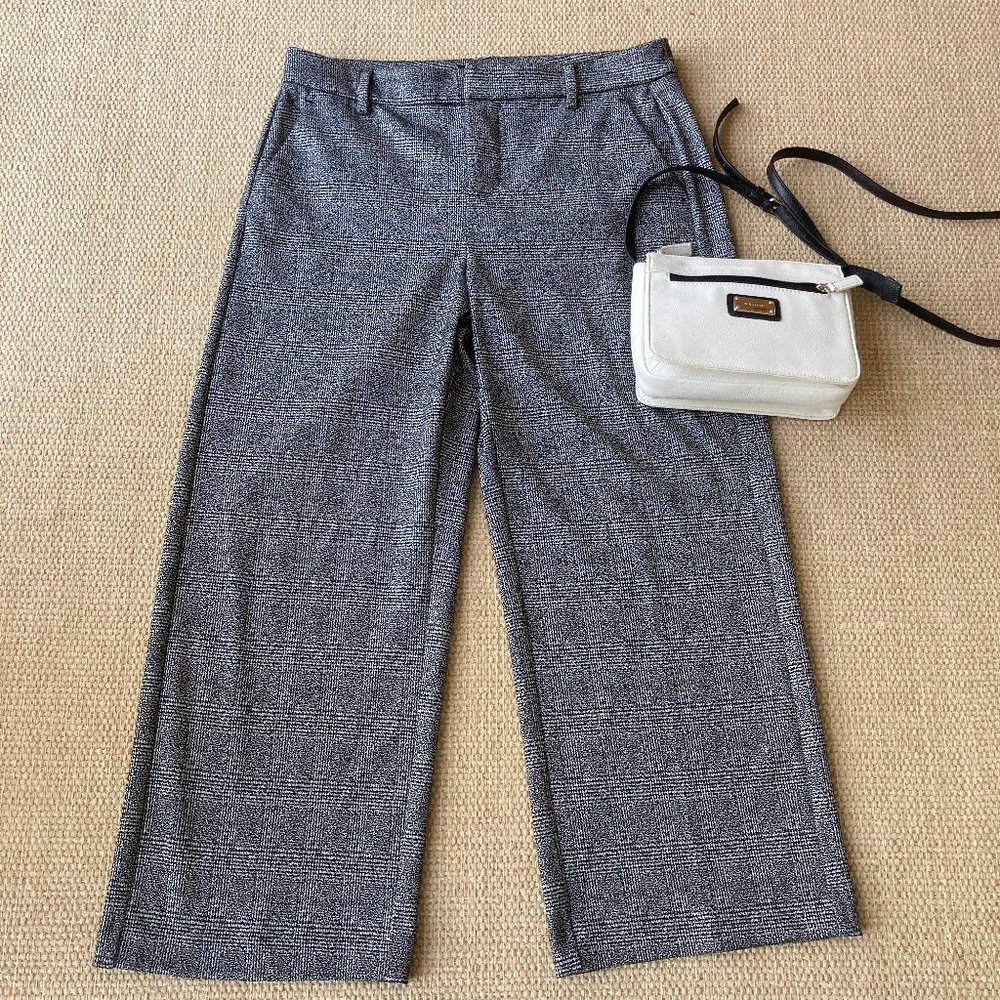 Liverpool Black White Herringbone Wide Leg Pant 10